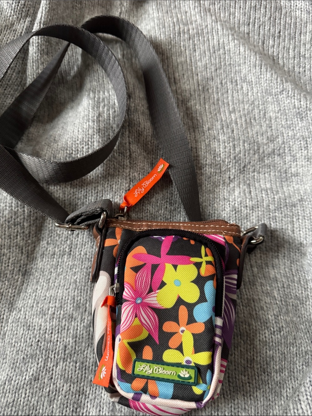 Lily Bloom Black Multicolor Floral Mini Crossbody Pouch